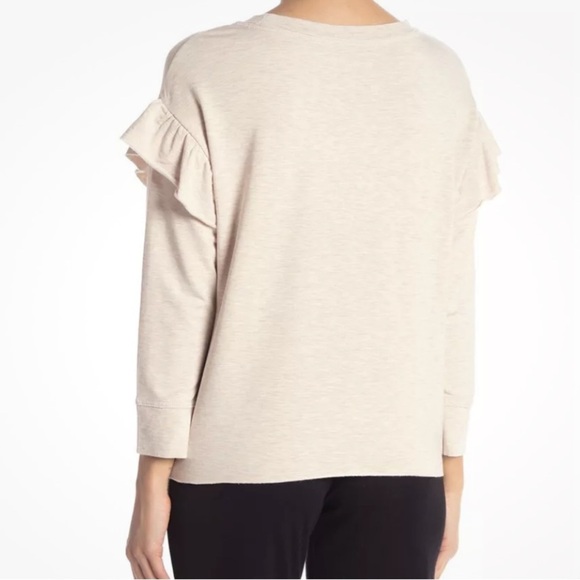 Beige UGG Amara Ruffle Long Sleeve Pullover Crewneck Sweater Size Large - Picture 6 of 9